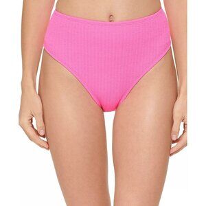 DKNY Womens Size Large Textured High-Waist Swim Bikini Bottoms in Pink $58 1883